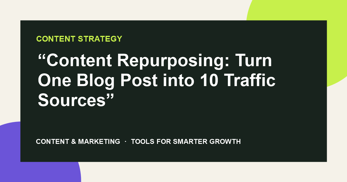“Content Repurposing: Turn One Blog Post into 10 Traffic Sources”
